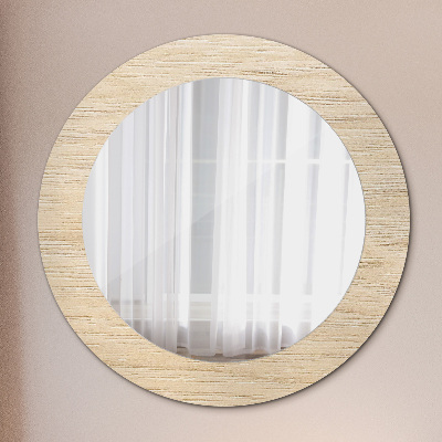 Round mirror decor Light wood