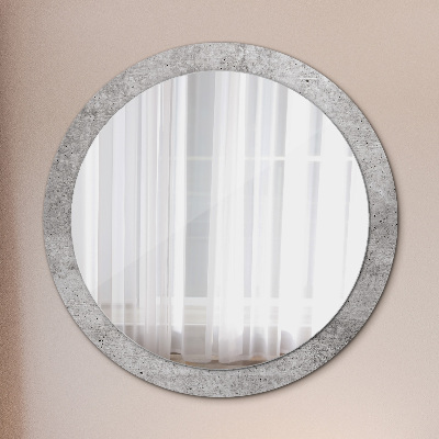 Round mirror printed frame Gray concrete