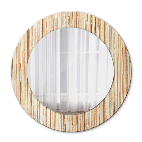 Round mirror printed frame Bamboo straw