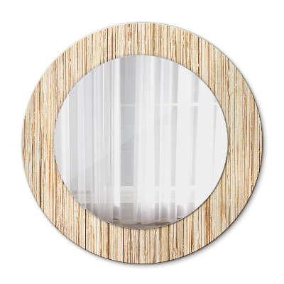 Round mirror printed frame Bamboo straw