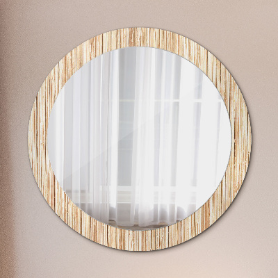 Round mirror printed frame Bamboo straw