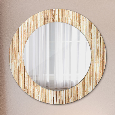 Round mirror printed frame Bamboo straw