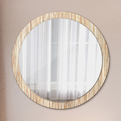 Round mirror printed frame Bamboo straw