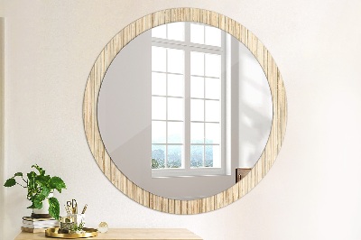 Round mirror printed frame Bamboo straw