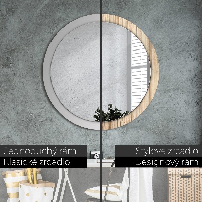 Round mirror printed frame Bamboo straw