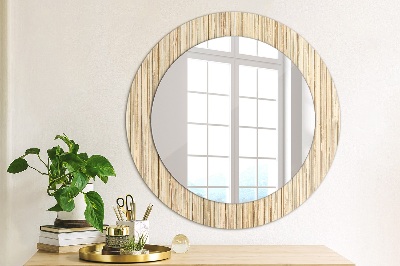 Round mirror printed frame Bamboo straw