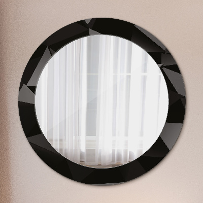Round mirror printed frame Abstract black