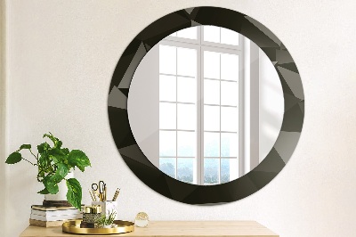 Round mirror printed frame Abstract black