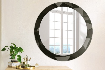 Round mirror printed frame Abstract black