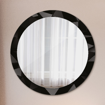 Round mirror printed frame Abstract black