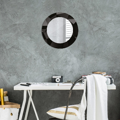Round mirror printed frame Abstract black