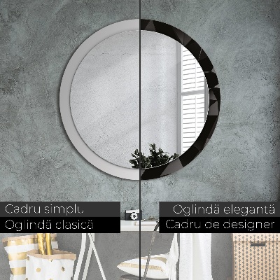 Round mirror printed frame Abstract black