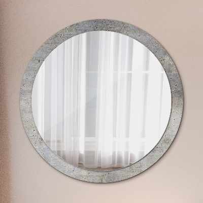 Round mirror printed frame Gray concrete
