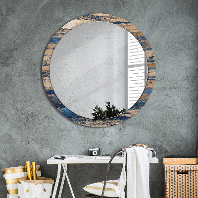 Round mirror decor Abstract wood