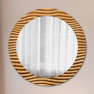 Round mirror decor Wooden wave