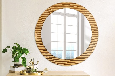 Round mirror decor Wooden wave