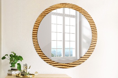 Round mirror decor Wooden wave
