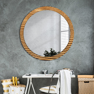 Round mirror decor Wooden wave