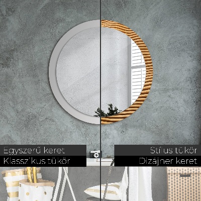 Round mirror decor Wooden wave