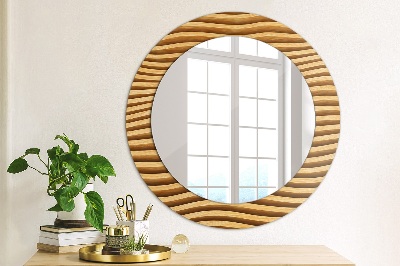 Round mirror decor Wooden wave