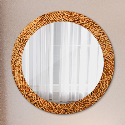 Round mirror decor Oak wood