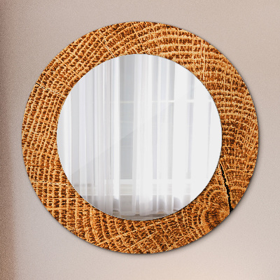 Round mirror decor Oak wood