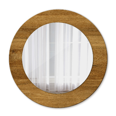 Round mirror decor Rustic oak