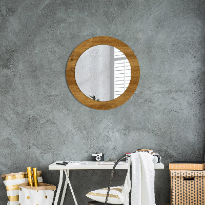 Round mirror decor Rustic oak