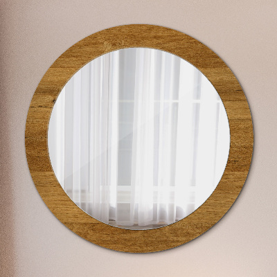 Round mirror decor Rustic oak