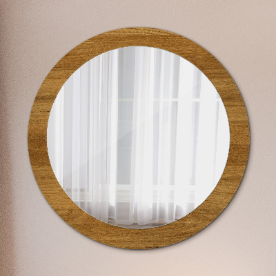 Round mirror decor Rustic oak