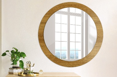 Round mirror decor Rustic oak