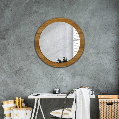 Round mirror decor Rustic oak