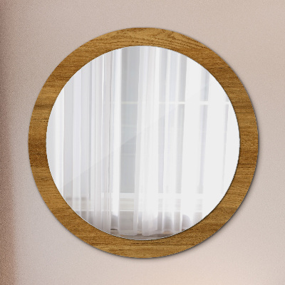 Round mirror decor Rustic oak