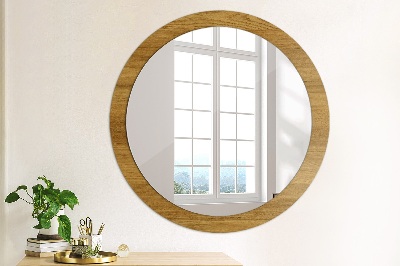 Round mirror decor Rustic oak