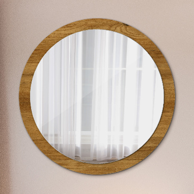 Round mirror decor Rustic oak