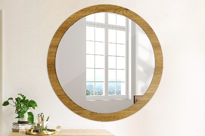 Round mirror decor Rustic oak