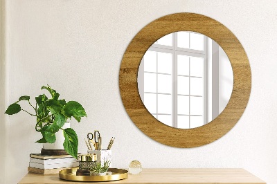 Round mirror decor Rustic oak