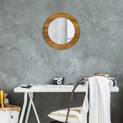 Round mirror decor Rustic oak