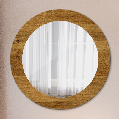 Round mirror decor Rustic oak