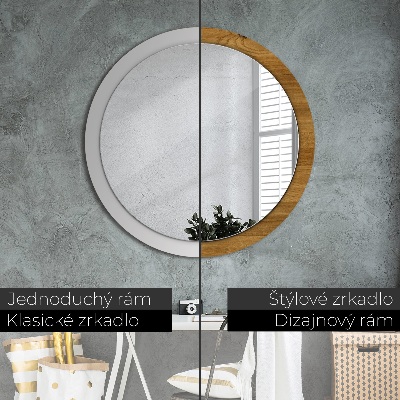 Round mirror decor Rustic oak