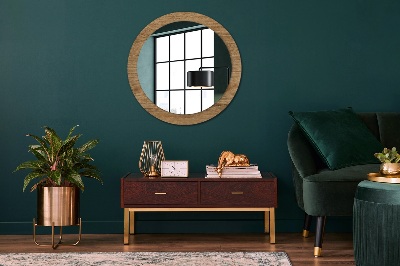 Round decorative wall mirror Wood texture