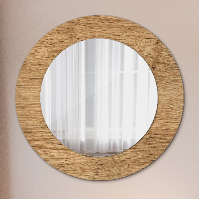 Round decorative wall mirror Wood texture