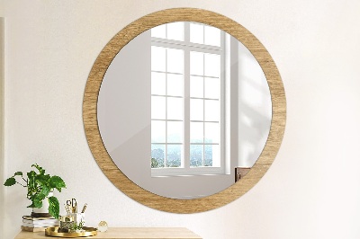 Round decorative wall mirror Wood texture