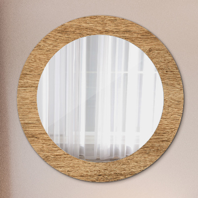 Round decorative wall mirror Wood texture