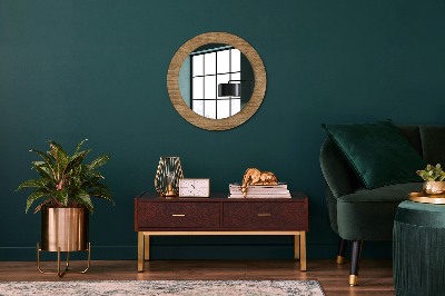 Round decorative wall mirror Wood texture