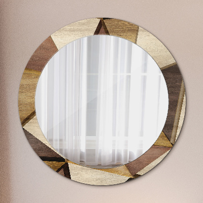 Round decorative wall mirror Geometric wood 3d