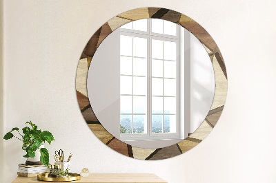 Round decorative wall mirror Geometric wood 3d