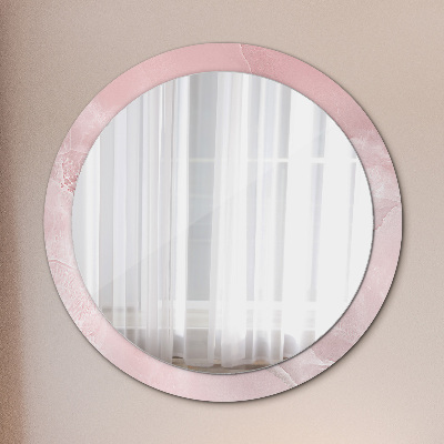 Round mirror printed frame Pink stone