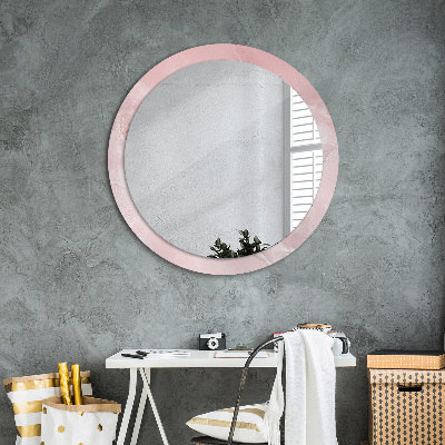 Round mirror printed frame Pink stone