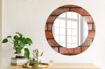 Round decorative wall mirror Red brick